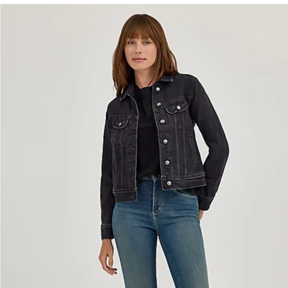 Classic Womens Lee Black Denim Rider Jacket for Women